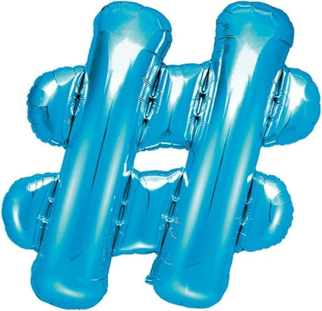 Partydeco - blauwe aluminium hashtag ballon - decoratie > ballonnen