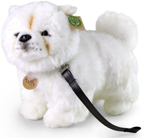 Rappa eco knuffel chow chow 30 cm - realistische knuffel van recyclede pet flessen - wit
