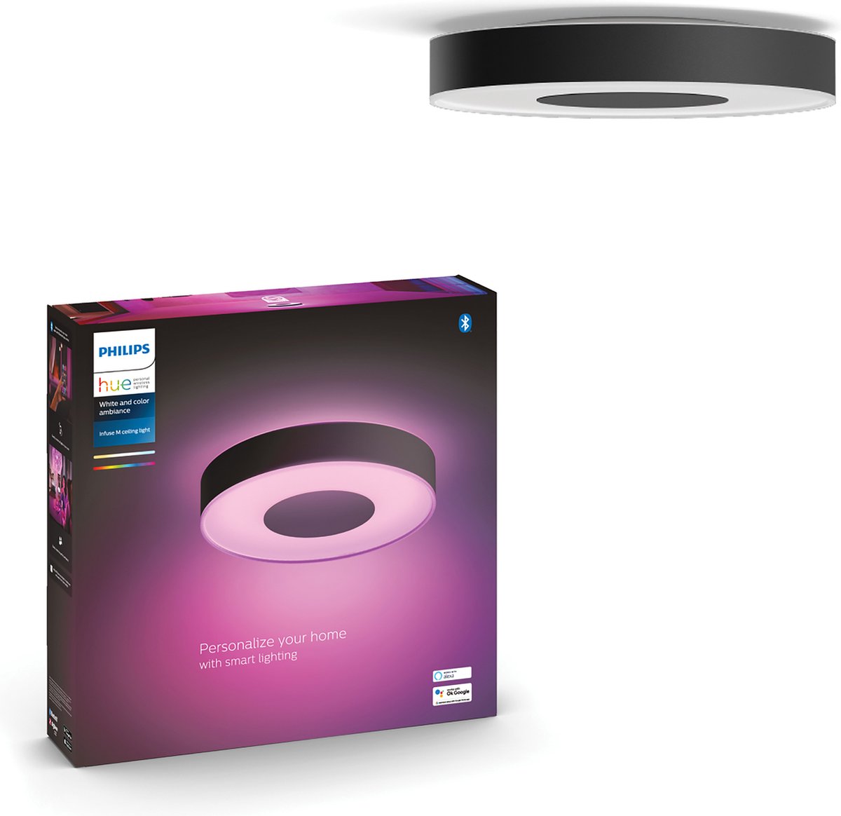 Philips hue infuse plafondlamp - wit en gekleurd licht - zwart - 38cm