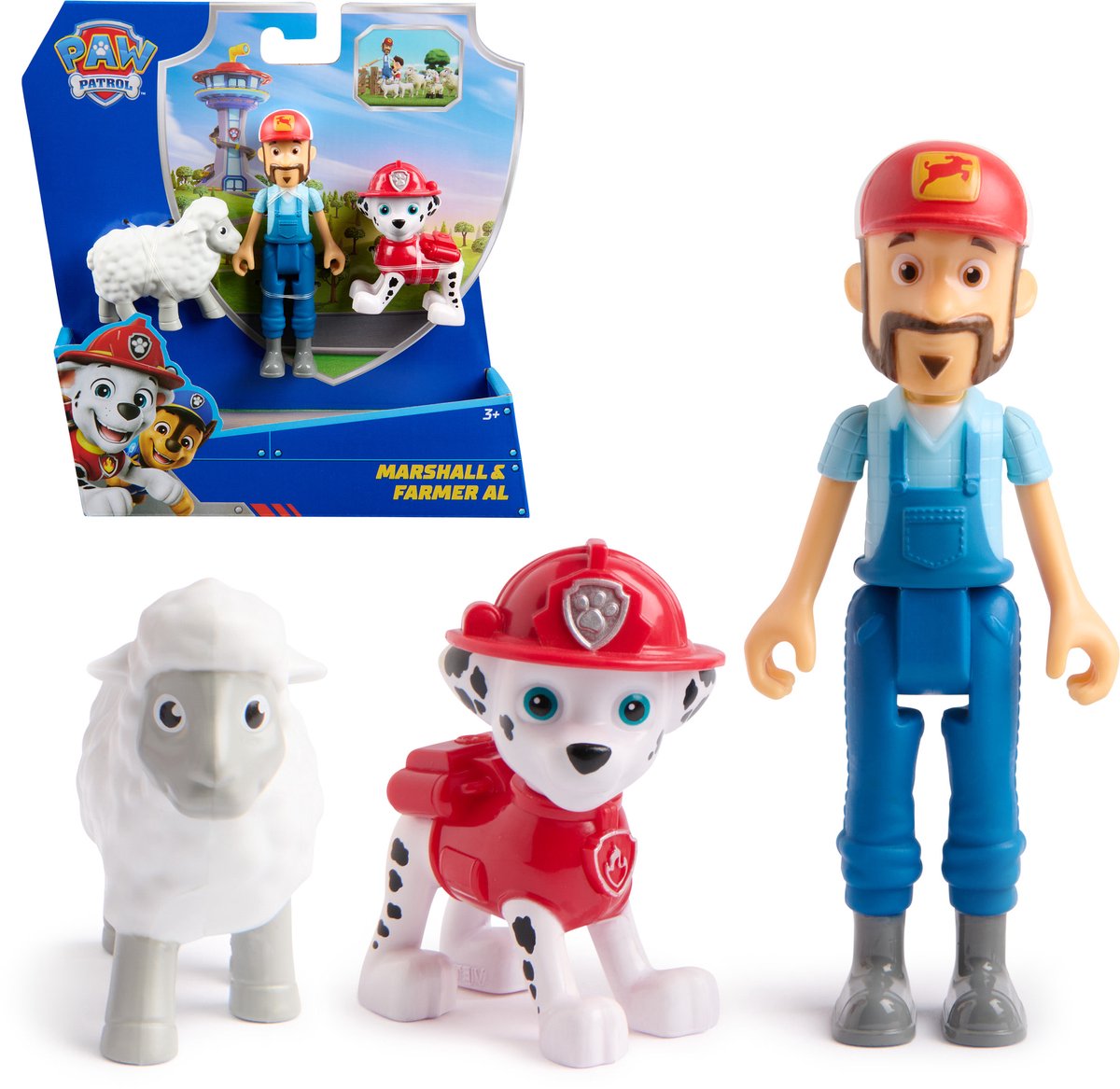 Paw patrol - speelfigurenset met 3 verzamelfiguren van marshall, boer al en schaap