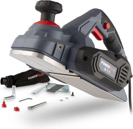 Powerplus powe80030 schaafmachine - 900w - zijgeleider - schaafdiepteinstelling - opvangzak - incl. 2 messen