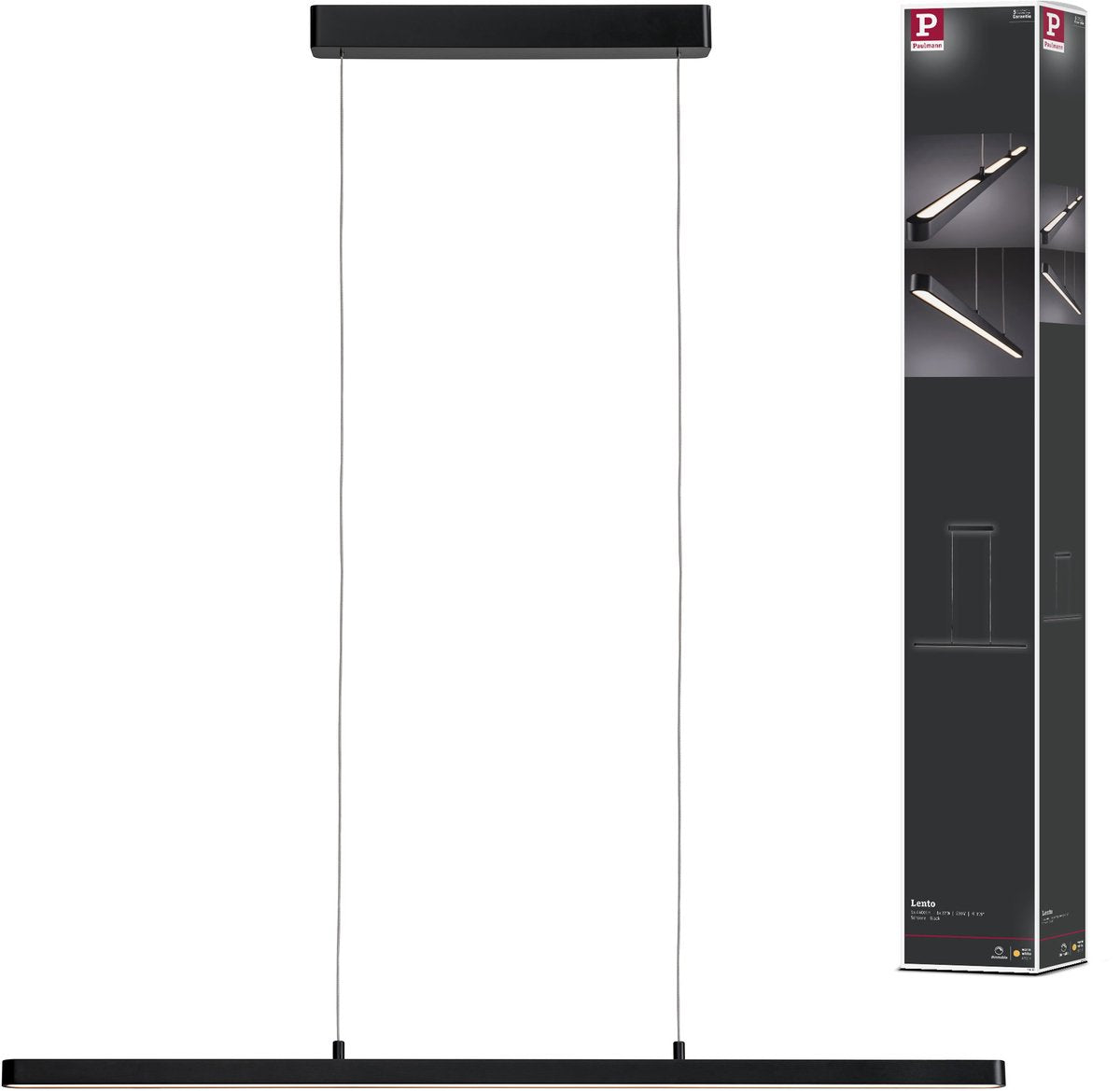 Paulmann lento led hanglamp - moderne hanglamp zwart mat - dimbaar in hoogte verstelbaar - 42w - warmwit licht (2700k) - perfect voor woonkamer of eetkamer