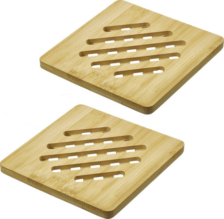 Westmark onderzetters tapas + friends – vierkante onderzetters om de tafel te beschermen tegen krassen en brandplekken, ideaal voor de eettafel – bamboe, 17 x 17cm, 2 stuks