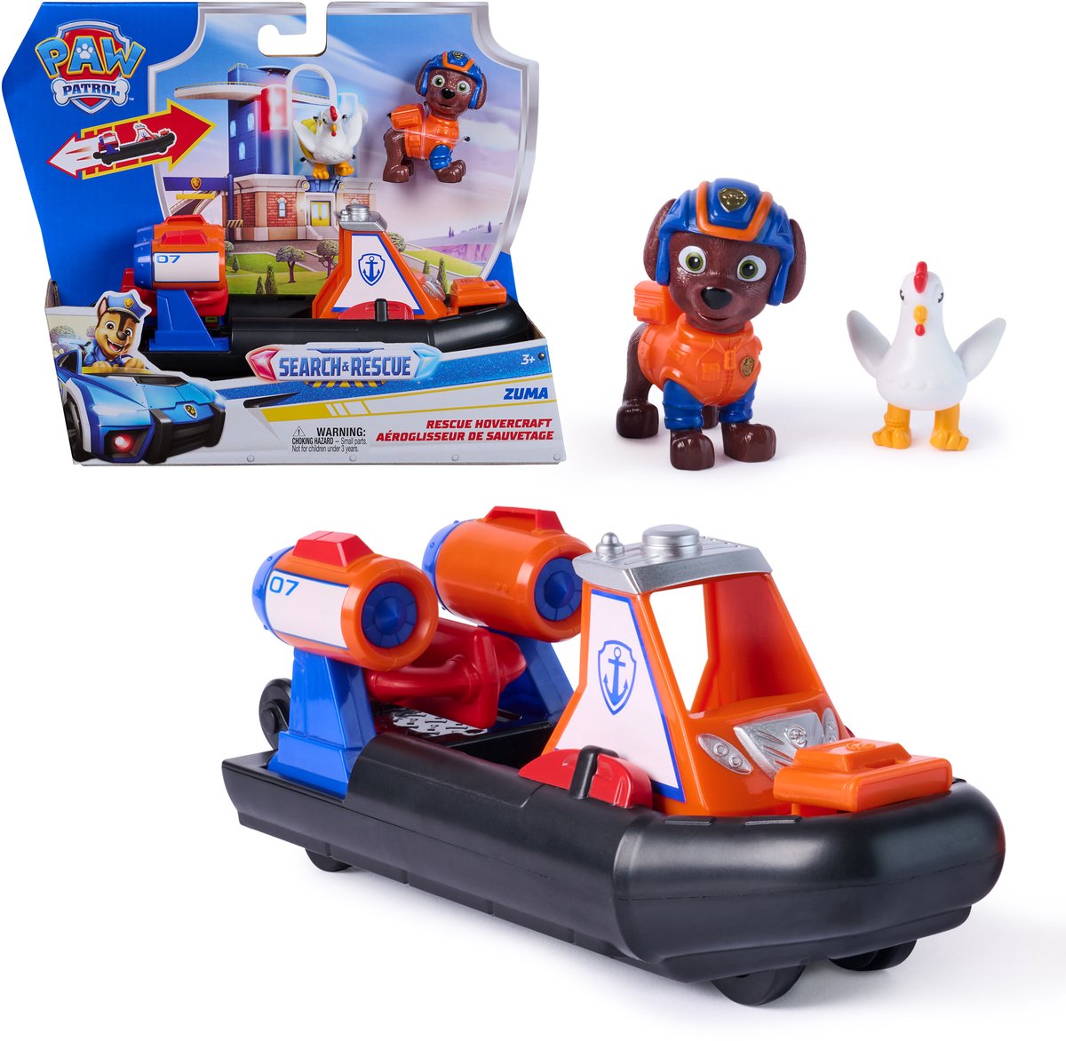 Paw patrol - search rescue - zuma's hovercraft met 2 figuren voortstuwingsfunctie - speelgoedvoertuigen