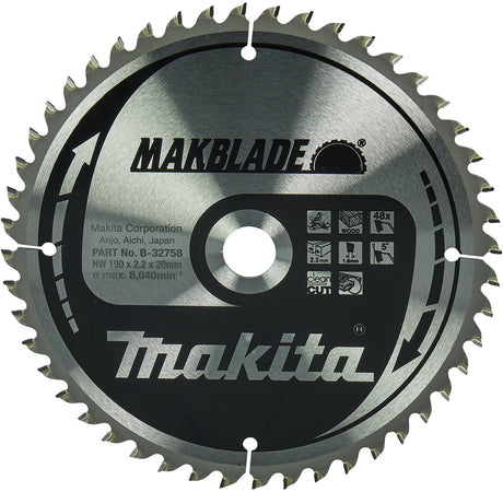 Makita afkortzaagblad voor hout | makblade | ø 190mm asgat 20mm 48t - b-32758