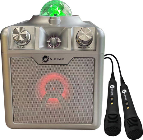 N-gear disco star 710 silver - bluetooth speaker - karaoke set - party box met sterrenprojector 2 microfoons