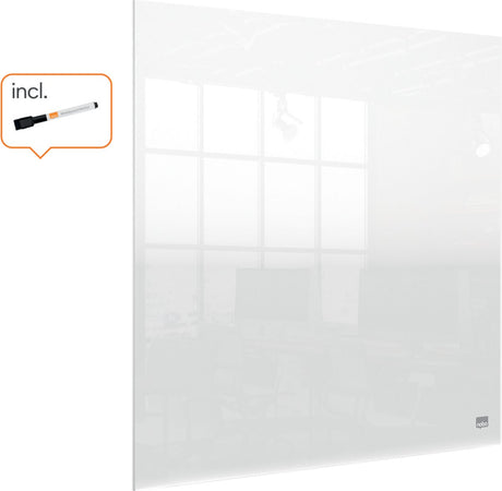 Nobo draagbaar, droog uitwisbaar mini a4 whiteboard voor op bureau aan de muur - 450 x 450 millimeter - inclusief marker en montage pads - transparant acryl