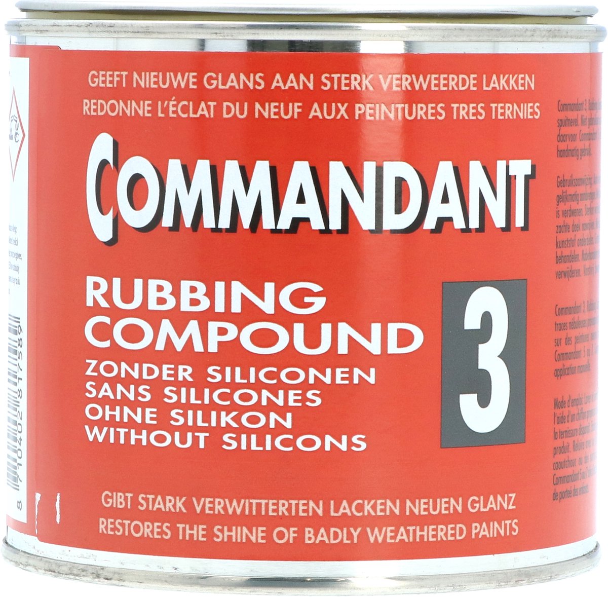 Commandant c35 rubbing compound nr. 3 – herstelt verweerde lak – siliconenvrij – handmatig gebruik – 500gr