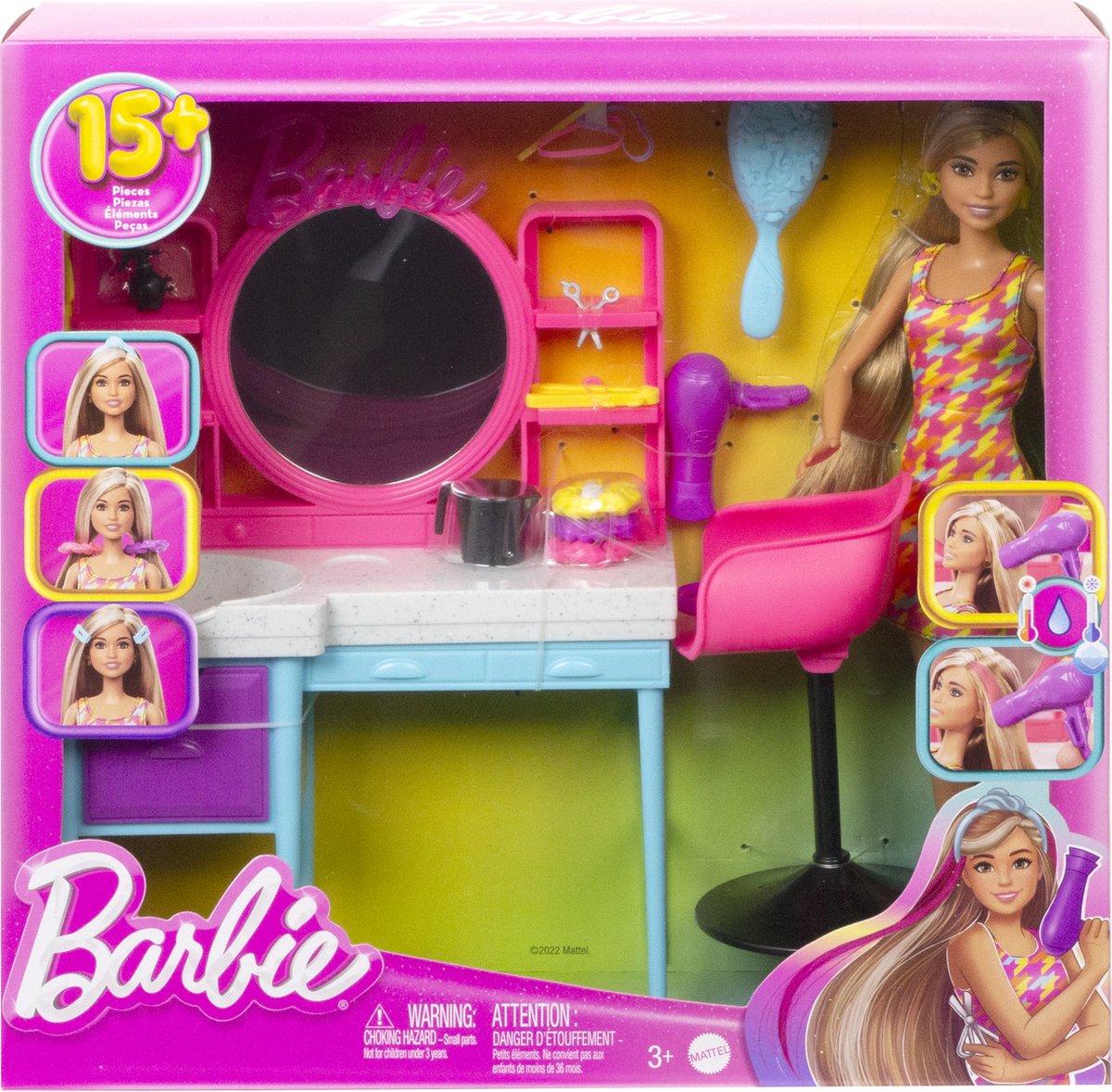 Barbie eindeloos lang haar - speelfigurenset - kapper set