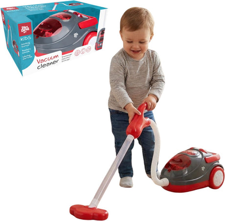 Dirt devil speelgoed stofzuiger met slang - met geluidseffecten en wervelende deeltjes - draadloos schoonmaak speelgoed jongens en meisjes vanaf 3 jaar - 88 x 15 x 12.5 cm - rood grijs