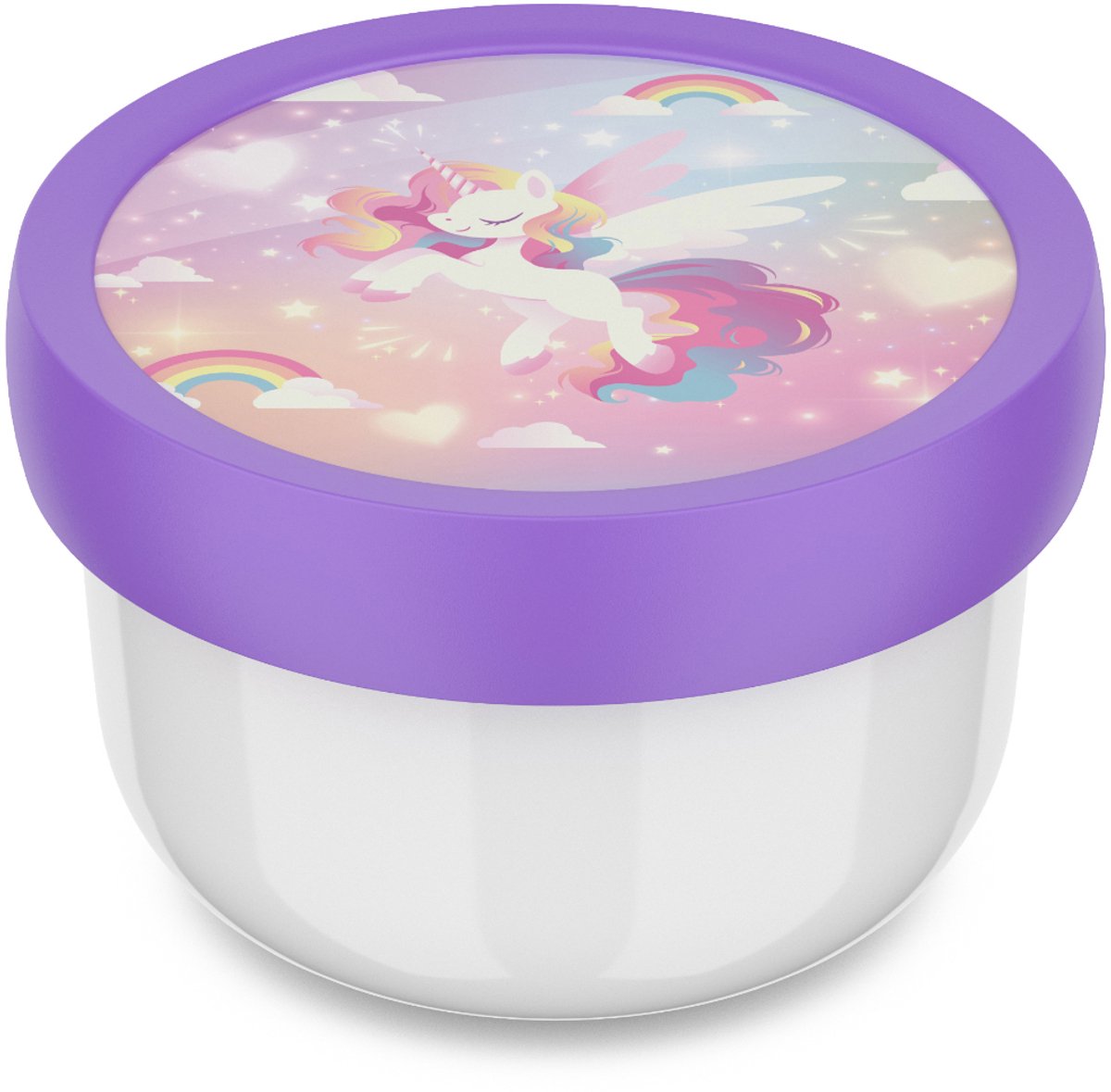 Mepal fruitbox campus - 300 ml - inclusief fruitvorkje - sluit goed af - snackdoosje - unicorn glow