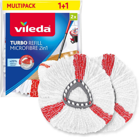 Vileda turbo 2in1 vervanging - set van 2 - geschikt voor alle centrifugesystemen van - +20% extra reinigingsvermogen - voor alle vloeren