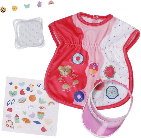 Baby born poppen strandoutfit multicolor met zonnebescherming.