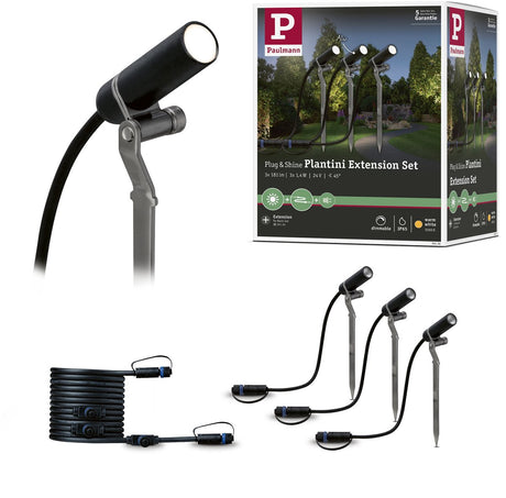 Paulmann plug shine led-tuinspots plantini uitbreidingsset ip65 3000k 3x2w antraciet