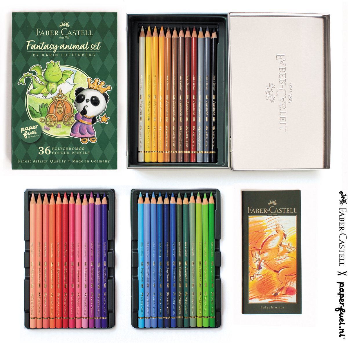 Faber-castell kleurpotloden - polychromos fantasy animalset - 36 stuks - in samenwerking met karin luttenberg - fc-210014