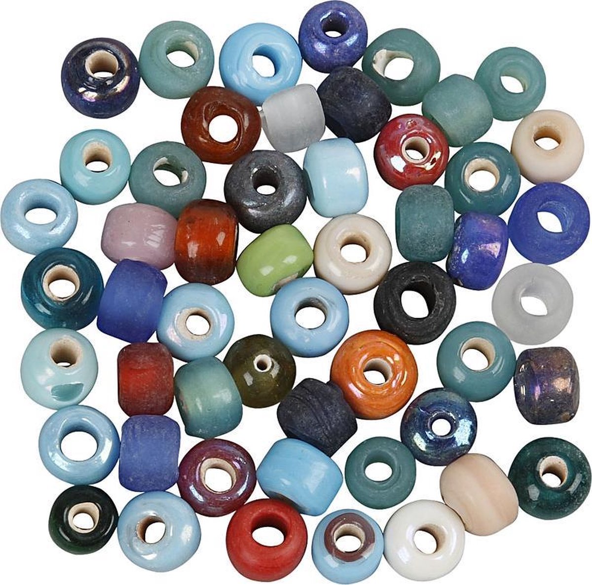 Creativ company glaskralen mix 9mm - diy kralen - diverse kleuren - ronde kralen - gatgrootte 2,5-3mm - 500 gram