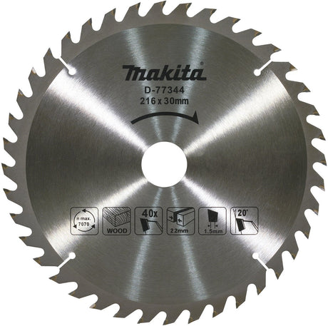 Makita d-77344 afkortzaagblad hout | 216 x 30 mm | 40-tands