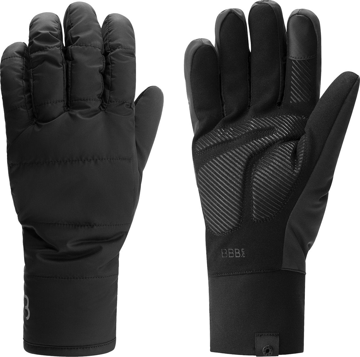 Bbb cycling puffershield fietshandschoenen winter - 0 - 5 ℃ - wind waterproof - wielrenhandschoenen heren en dames - zwart - maat s - bwg-41