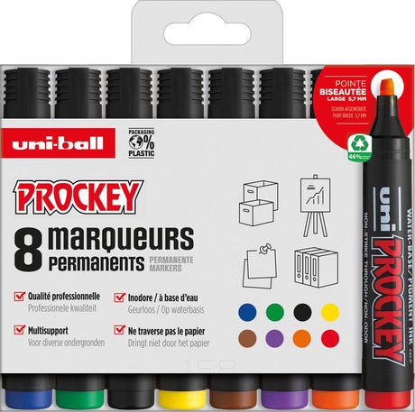 Uni-ball permanent marker prockey pm-126, etui van 8 stuks, assorti