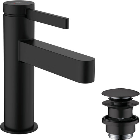Hansgrohe finoris - wastafelmengkraan - met afvoerplug - 100mm - mat zwart