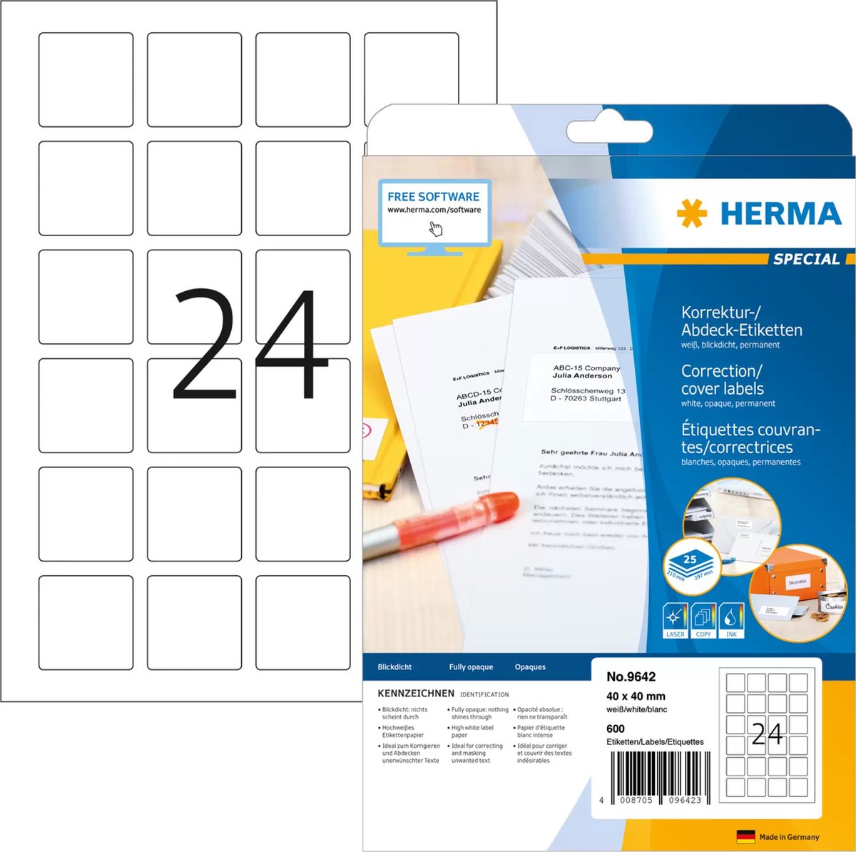 Merkloos sans marque herma 9642 wit zelfklevend printerlabel printeretiket