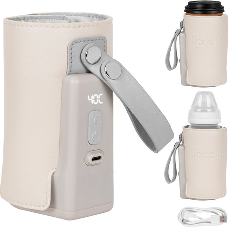Lionelo thermup go plus draagbare flessenwarmer – 3000 mah accu – tot 8 uur draadloos gebruik – 5 temperatuurstanden 38-50°c – usb-c oplaadbaar – thermostaat tegen oververhitting – voor flessen 52-70 mm – bpa vrij