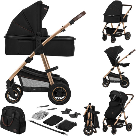 Lionelo amber 2in1 - kinderwagen 2 in 1 - reiswieg + buggy - vanaf geboorte tot 22 kg (0-4 jaar) - luchtbanden - volledige vering - comfortabel ligmatras - snel inklapbaar - luiertas - klamboe - regenhoes - verschoonmatje - wandelwagen - baby peuter