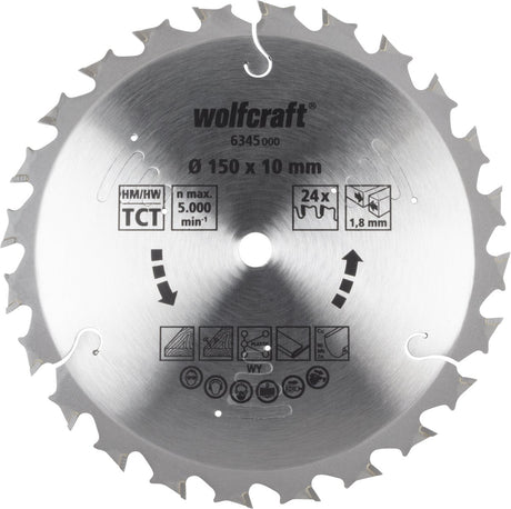 Wolfcraft - cirkelzaagblad 150x10mm - 24 tanden - voor accu handcirkelzaag - serie lila - 6345000