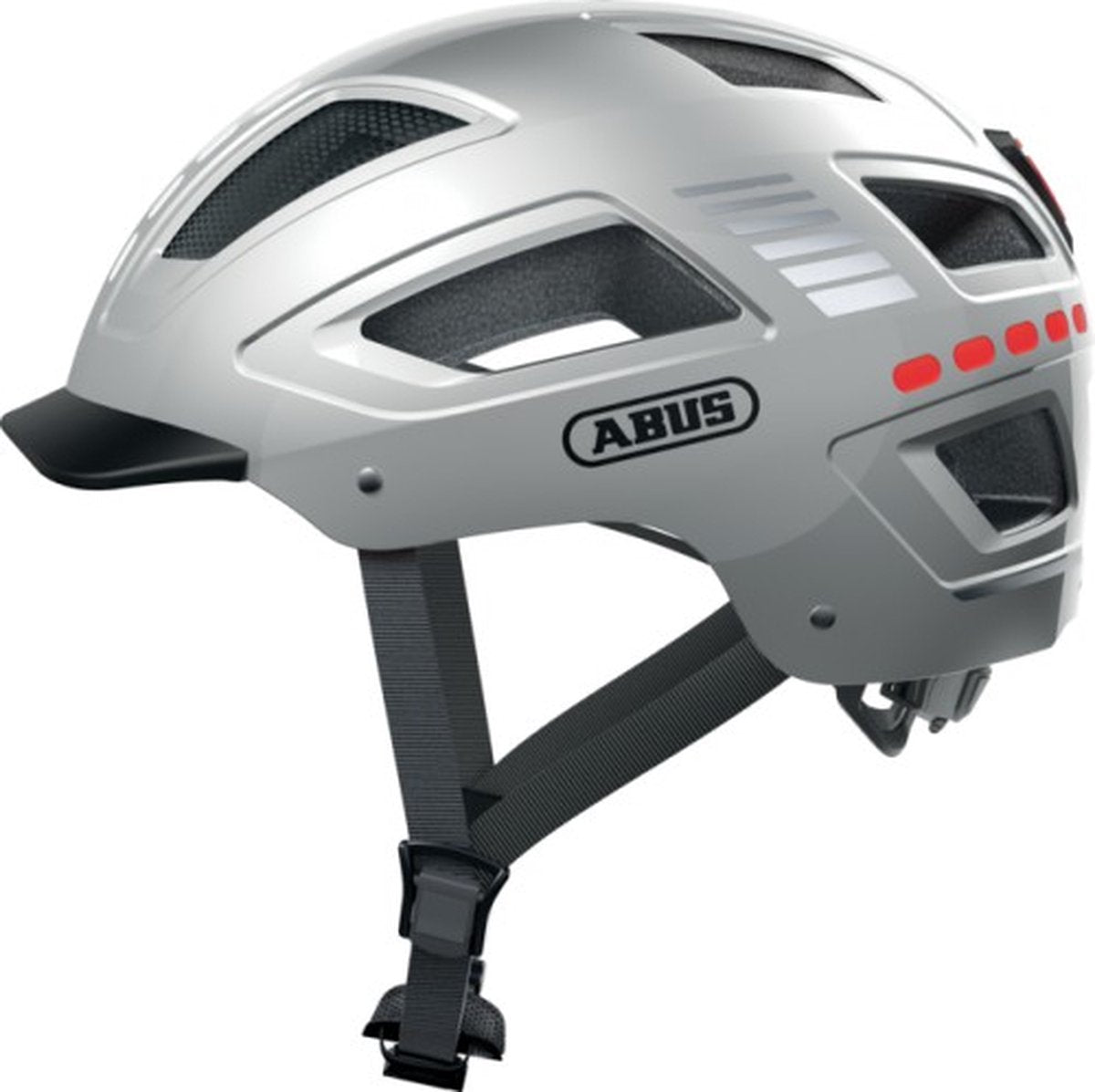 Abus fietshelm hyban 2.0 led signal silver m - 52-58 cm - zilver - geschikt voor gebruik op elektrische fietsen - stadsfietsen - 400 g