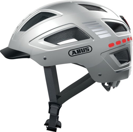 Abus fietshelm hyban 2.0 led signal silver m - 52-58 cm - zilver - geschikt voor gebruik op elektrische fietsen - stadsfietsen - 400 g