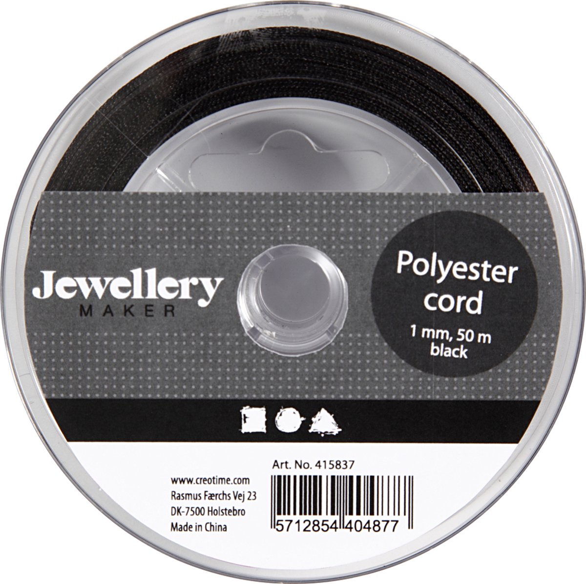 Creativ company polyester koord zwart, 50m