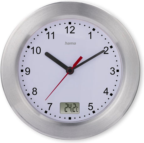 Hama badkamerklok- mauritius- wandklok - thermometer- aluminium