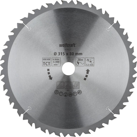 Wolfcraft - zaagtafel cirkelzaagblad 315x30mm - 28 tanden - zaagblad voor tafelzaag - 6742000
