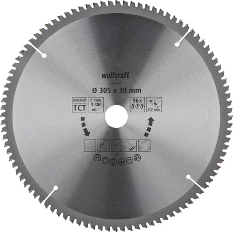 Wolfcraft - zaagblad 305x30mm voor afkortzaag - 96 tanden - verstekzaag - serie lila - 6544000