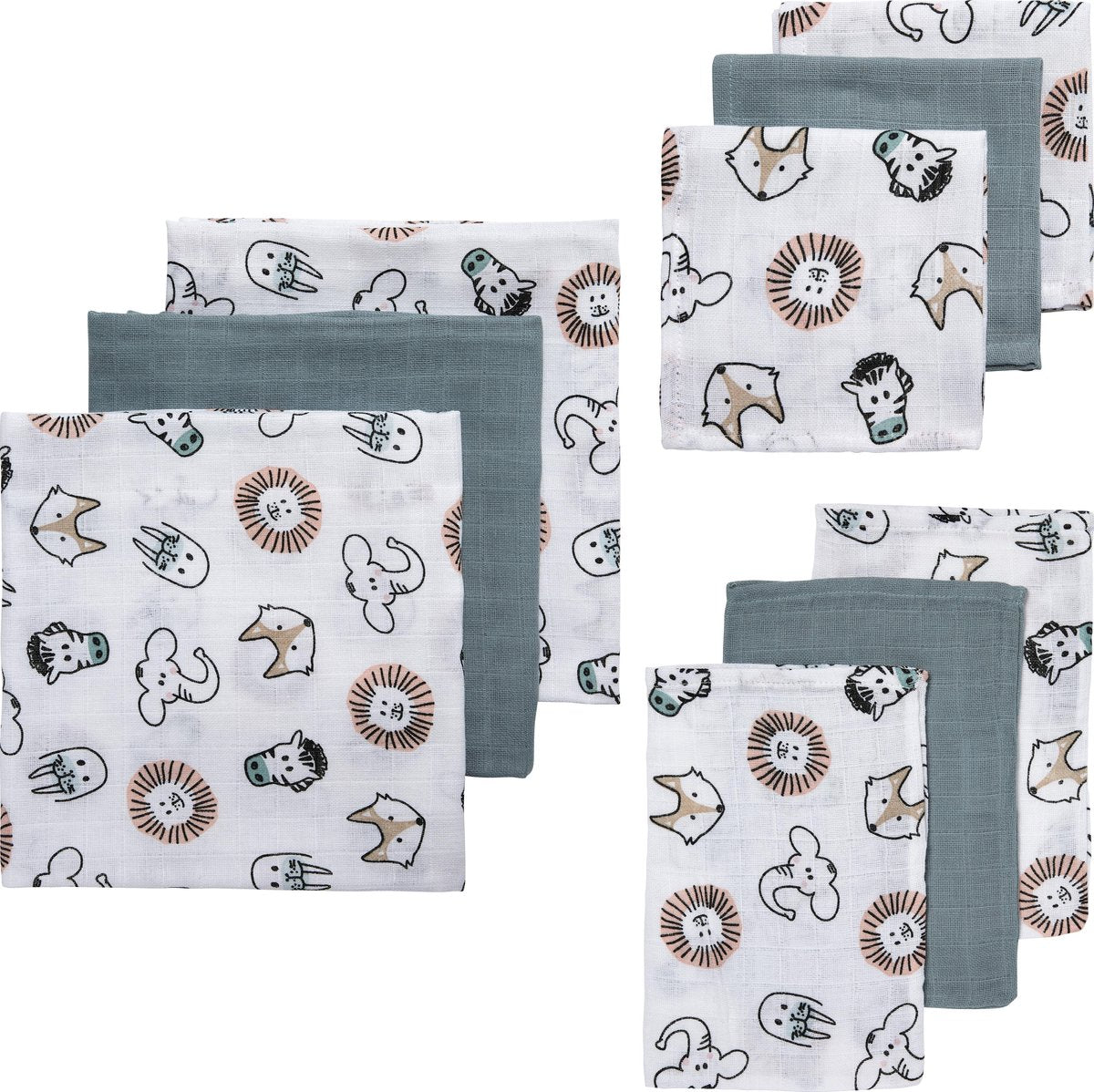 Meyco baby animal starterset - 9-pack - hydrofiel - multicolour