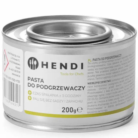 Hendi - pasta voor voedselwarmers - 200g - 3 uren brandtijd - bio ethanol