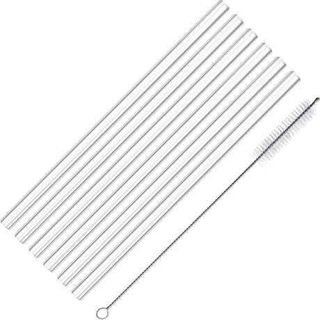Westmark 6 glazen rietjes, recht, incl. 1 reinigingsborsteltje, lengte: 20 cm, ø 0,8 cm, borosilicaatglas, doorzichtig, 62622260