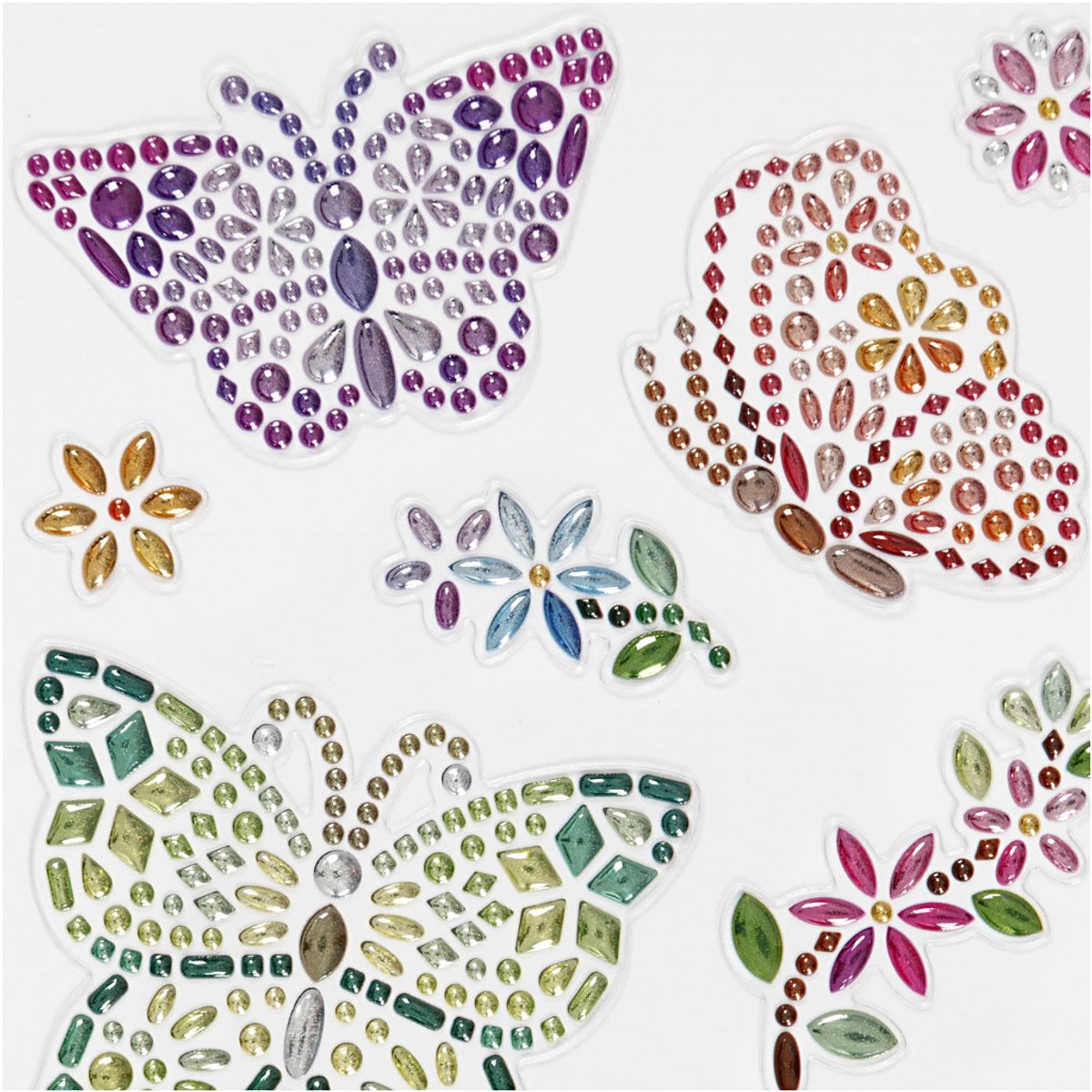 Creativ company diamond stickers - vlinders - zelfklevende glitter stickers - strass knutselstickers - feestelijke plakdiamant stickers - diy hobby decoratie stickers - 10x16 cm - 1 vel