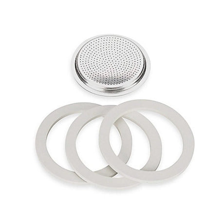Bialetti - set filterplaatje + 3 ringen voor moka express 9 kops