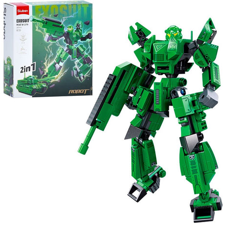 Sluban exosuit army tank bouwspeelgoed 2in1 actiefiguur – constructiespeelgoed – bouwset met 244 bouwstenen – m38‑b1279 – vanaf 6 jaar