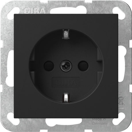 Gira systeem 55 wandcontactdoos met randaarde kinderveilig 1v mat zwart 4755005