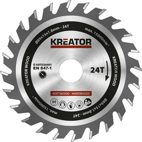 Kreator - krt020401 - cirkelzaagblad - ø 89x15x1,8mm 24t