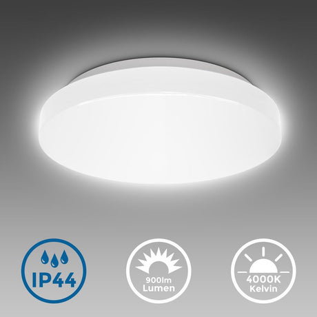 Briloner b.k.licht - led badkamerverlichting - witte plafonniére - badkamerlamp met 1 lichtpunt - ip44 - ø22cm - 4.000k - 900lm - 10w