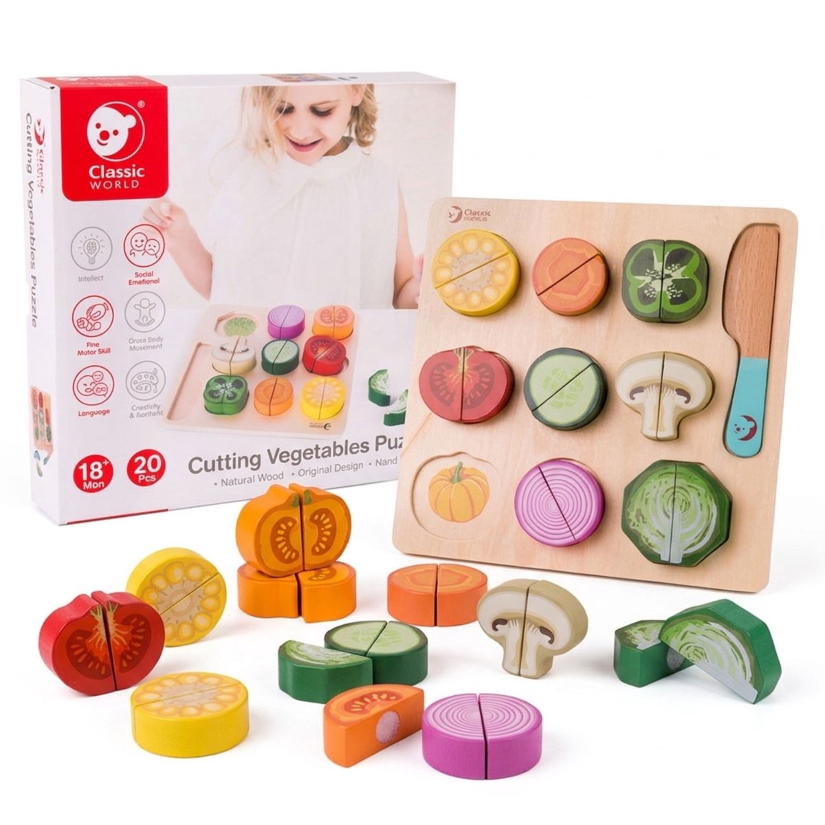 Classic world houten snijgroente, 20dlg.