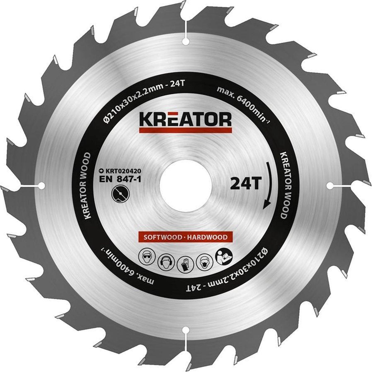 Kreator krt020420 zaagblad hout 210 mm - 24t