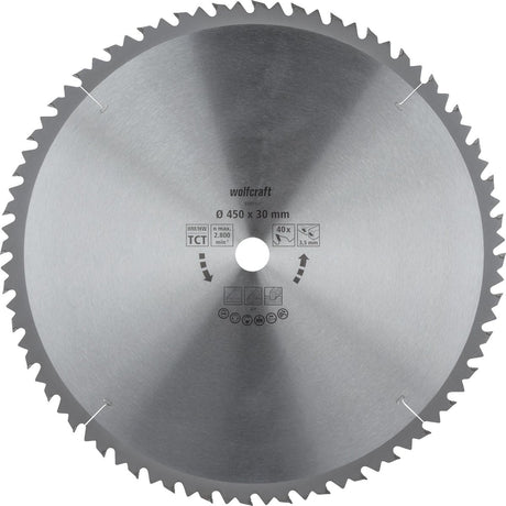 Wolfcraft - zaagtafel cirkelzaagblad 450x30mm - 40 tanden - zaagblad voor tafelzaag - serie bruin - 6595000