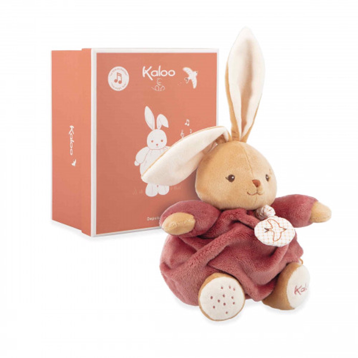 Kaloo patapoouf - knuffel - muziekknuffel - bordeauxrood - konijn