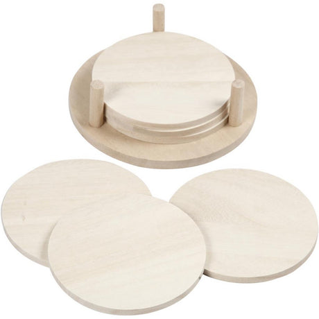 Creativ company cc houten ronde onderzetters 9,5 cm 6 stuks