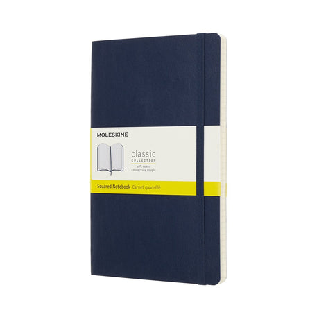 Moleskine classic notitieboek - large - softcover - geruit - saffier blauw