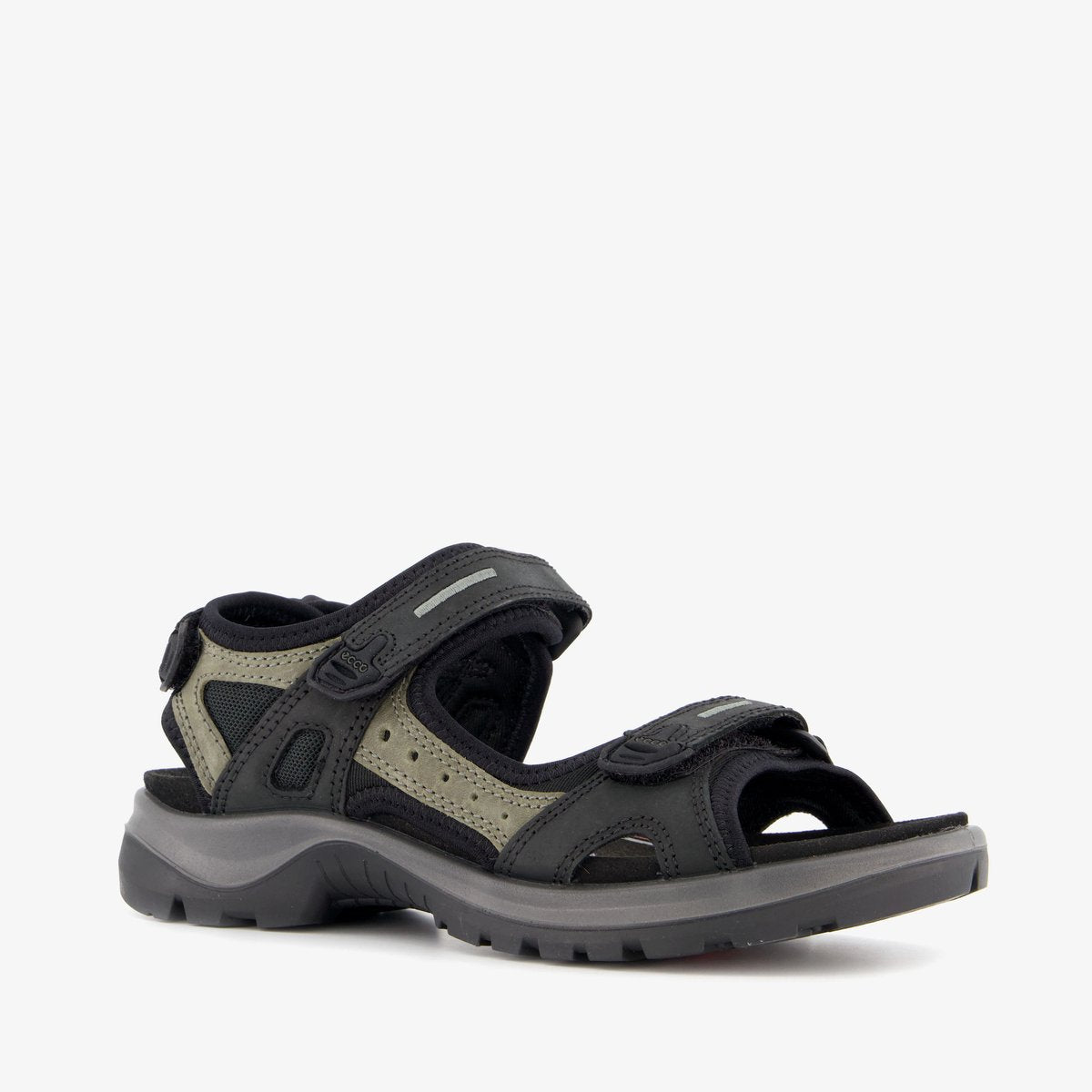Ecco onroads leren dames sandalen zwart groen - maat 38